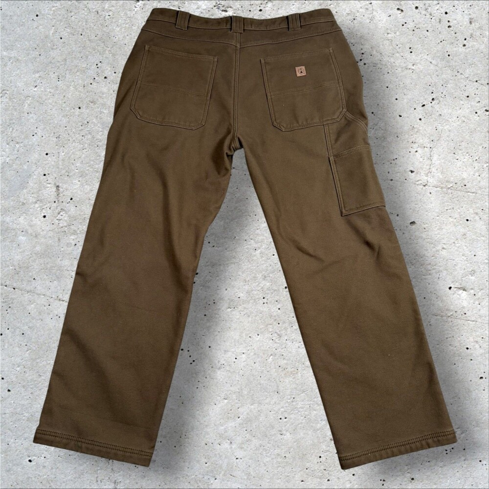 Coleman Men's Fleece Lined Carpenter Pants 36x30 Brown Canvas Work Utility Pant - Picture 3 of 8